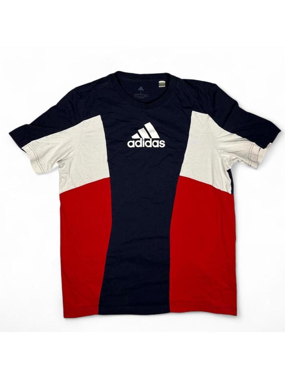 Adidas Colorblock Short Sleeve T-Shirt Navy Red White